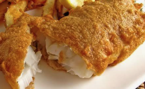 English Battered Fish (1 Piece), Pescado rebozado al estilo inglés (1 pieza)