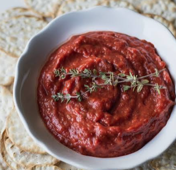 Roasted Red Pepper Spread, Salsa Crema de pimiento rojo asado