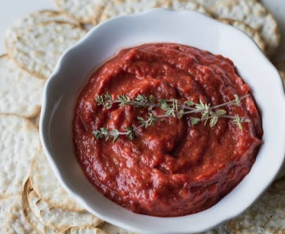 Roasted Red Pepper Spread, Salsa Crema de pimiento rojo asado