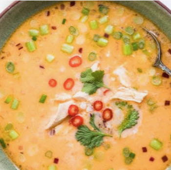 Thai Coconut Curry Soup, Sopa Tailandesa de Coco y Curry
