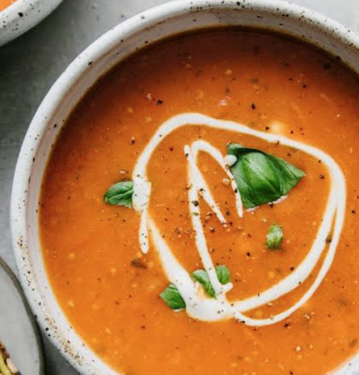 Tomato Basil Soup, Sopa de Tomate y Albahaca